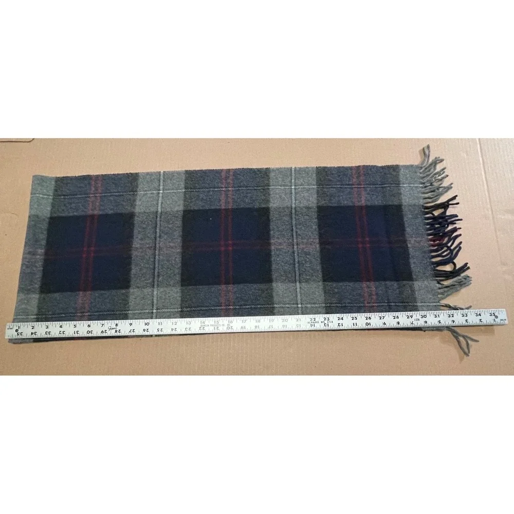 Vintage Gap Gray/Navy Plaid Wool Scarf 63